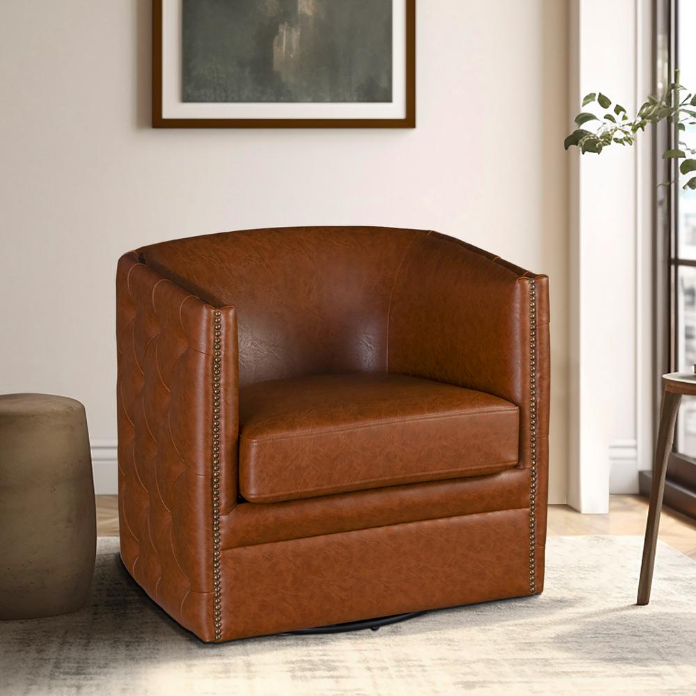 Tufted Barrel Swivel Chair