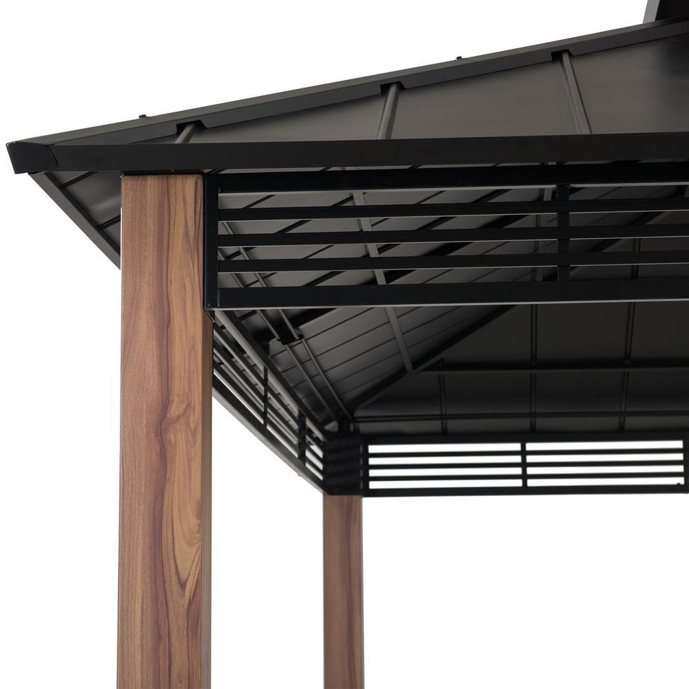 Roberts Outdoor Patio Steel Frame Hardtop Gazebo with 2-Tier  Steel Roof