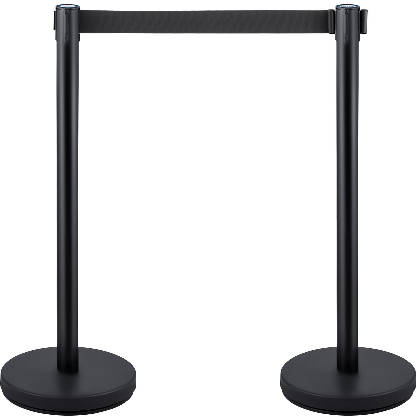 VEVOR 6 PCS Black Stanchion Posts Stainless Steel Stanchion Queue Post Black Belt Retractable 36In for Both Indoor and Outdoor use.