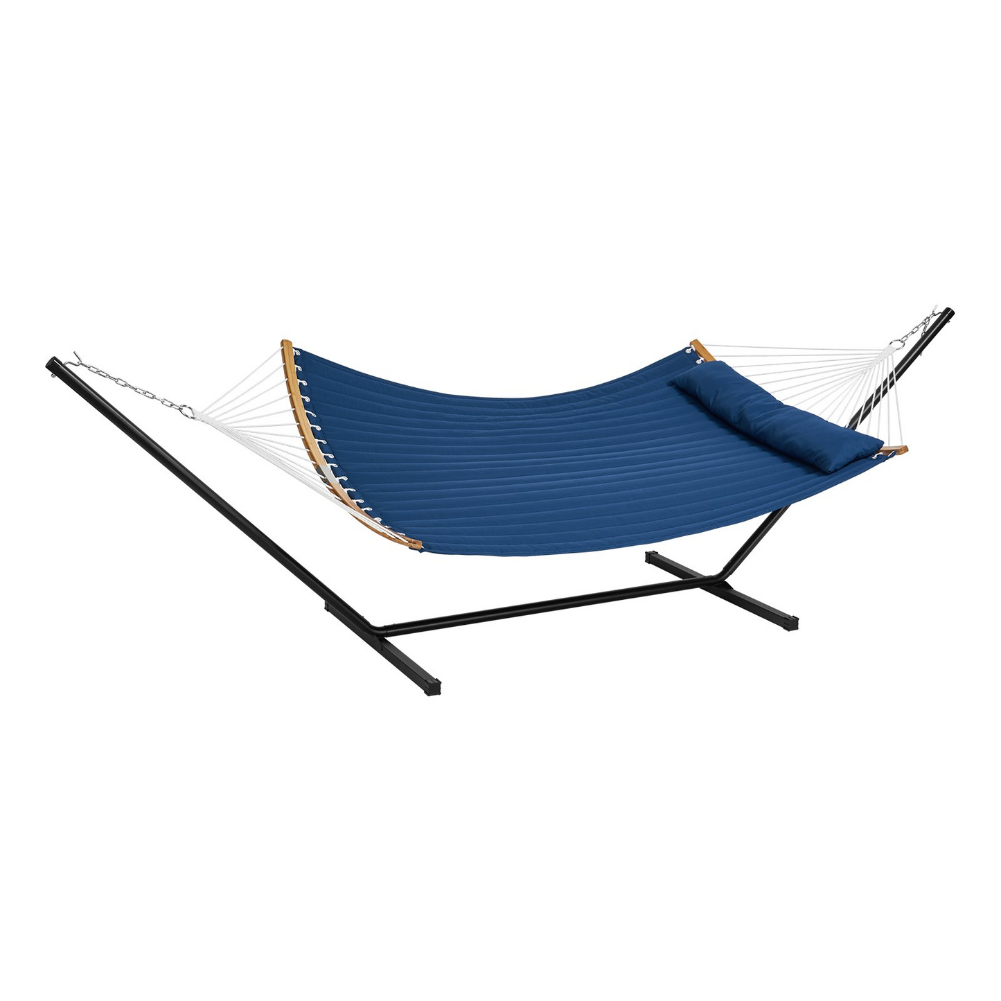 VEVOR Two Person Hammock with Stand Included, Double Hammock with Curved Spreader Bar and Detachable Pillow and Portable Carrying Bag, Perfect for Outdoor Freestanding Hammock, 480lb Capacity