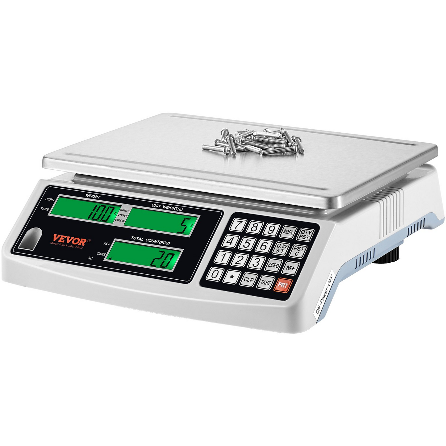 VEVOR Industrial Counting Scale, 15 kg x 0.5 g, Digital Scale for Parts and Coins, g/kg/lb Units, Electronic Gram Scale Inventory Counting Scale Kitchen Jewelry Scale with RS232 Port and 3 LCD Screens