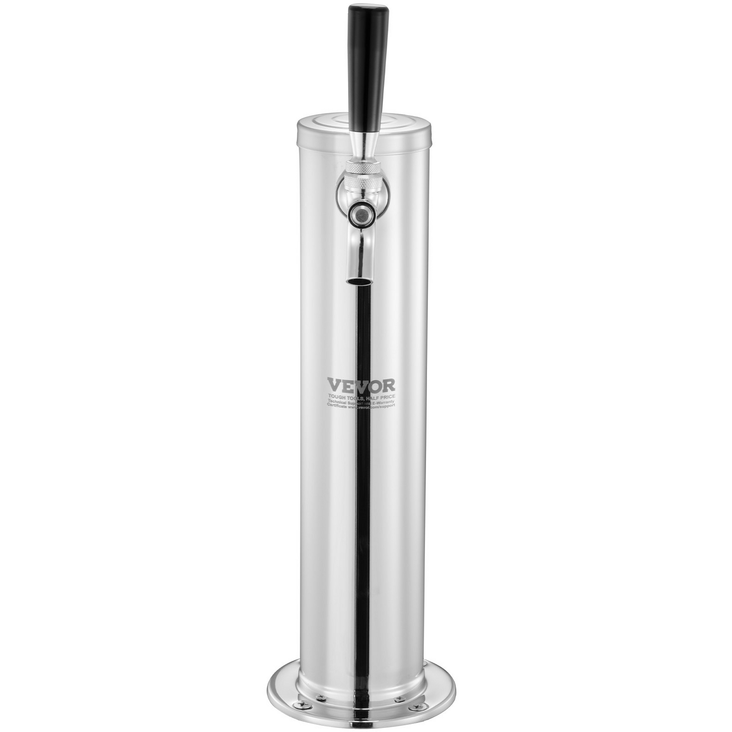 VEVOR Kegerator Tower Kit, Single Tap Beer Conversion Kit, Stainless Steel Keg Beer Tower Dispenser with Dual Gauge CGA320 Regulator & D-System Keg Coupler, Self-Closing Spring for Party Bar Home