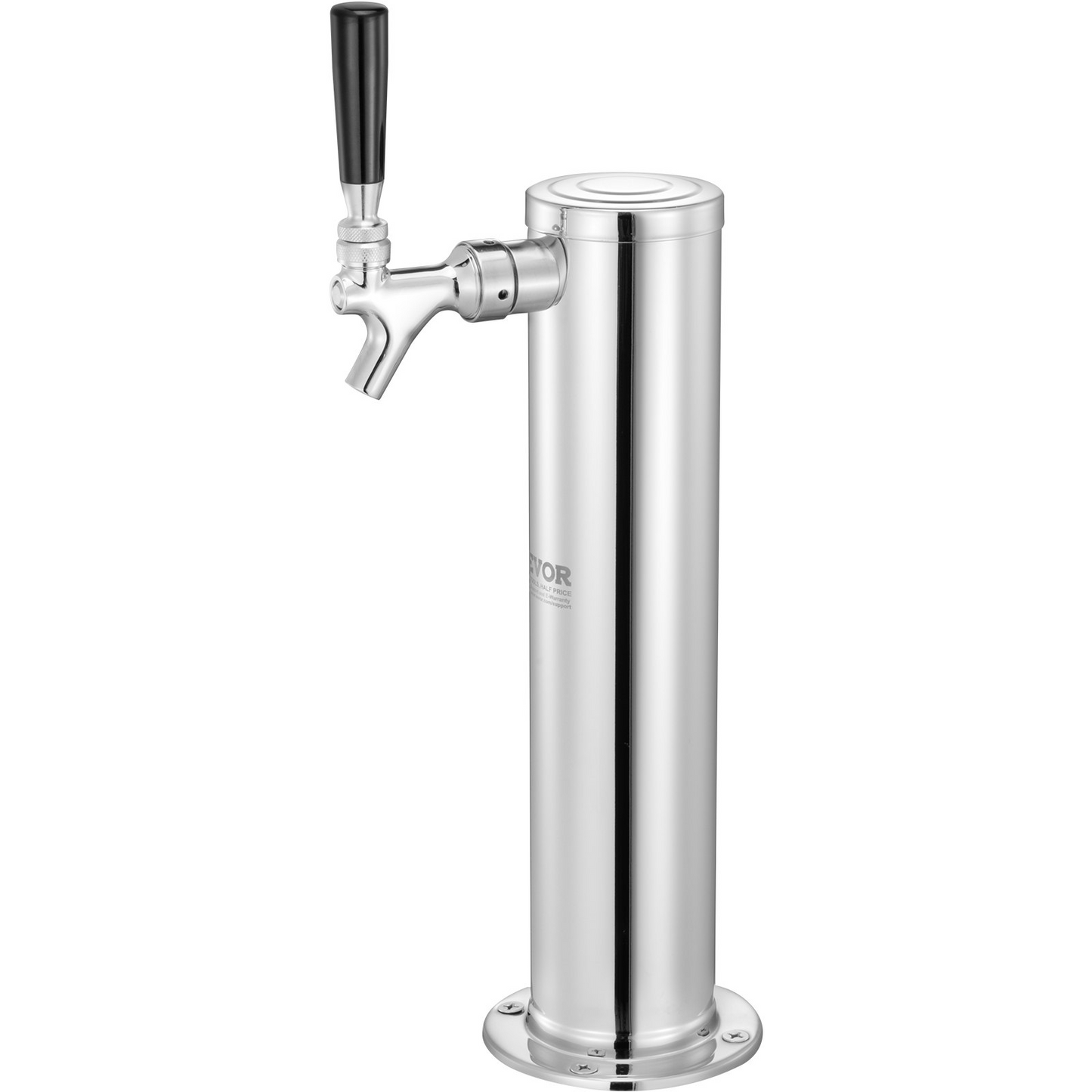 VEVOR Kegerator Tower Kit, Single Tap Beer Conversion Kit, Stainless Steel Keg Beer Tower Dispenser with Dual Gauge CGA320 Regulator & D-System Keg Coupler, Self-Closing Spring for Party Bar Home