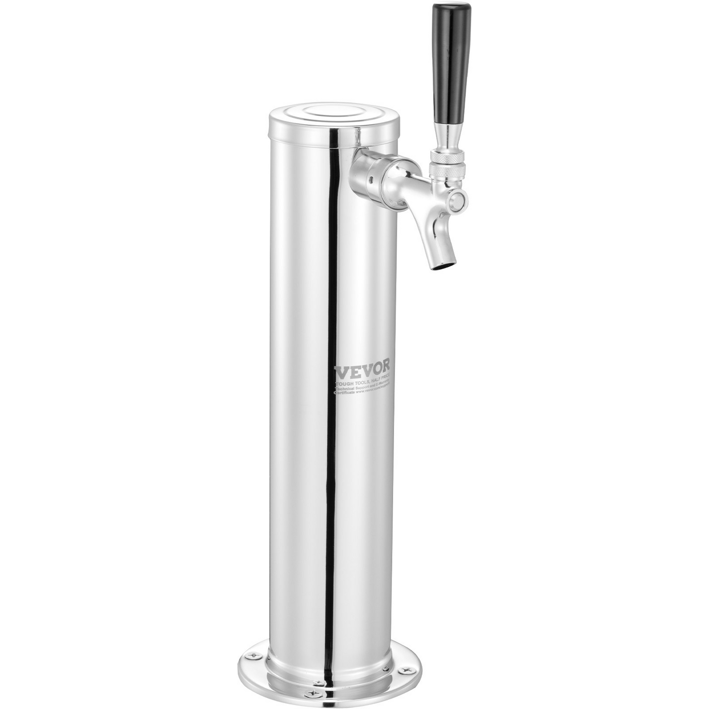 VEVOR Kegerator Tower Kit, Single Tap Beer Conversion Kit, Stainless Steel Keg Beer Tower Dispenser with Dual Gauge CGA320 Regulator & D-System Keg Coupler, Self-Closing Spring for Party Bar Home