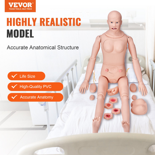 VEVOR Nursing Training Manikin, Male/Female Life Size Demonstration Human Manikin for Nursing Training, Multifunctional Education Teaching Model, PVC Anatomical Mannequin Body Care Simulator Model