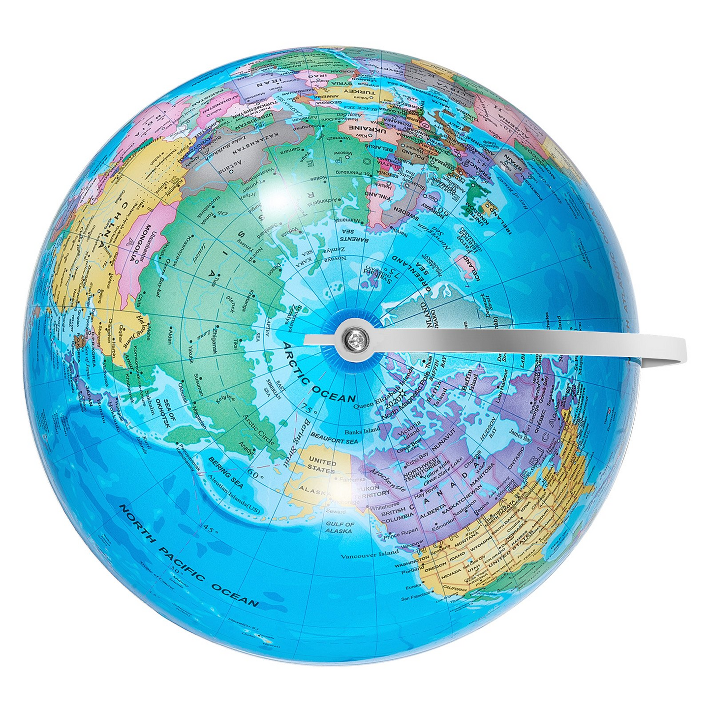 VEVOR Rotating World Globe with Stand, 8 in/203.2 mm, Educational Geographic Globe with Precise Time Zone ABS Material, 360° Spinning Globe for Kids Children Learning Classroom Geography Education