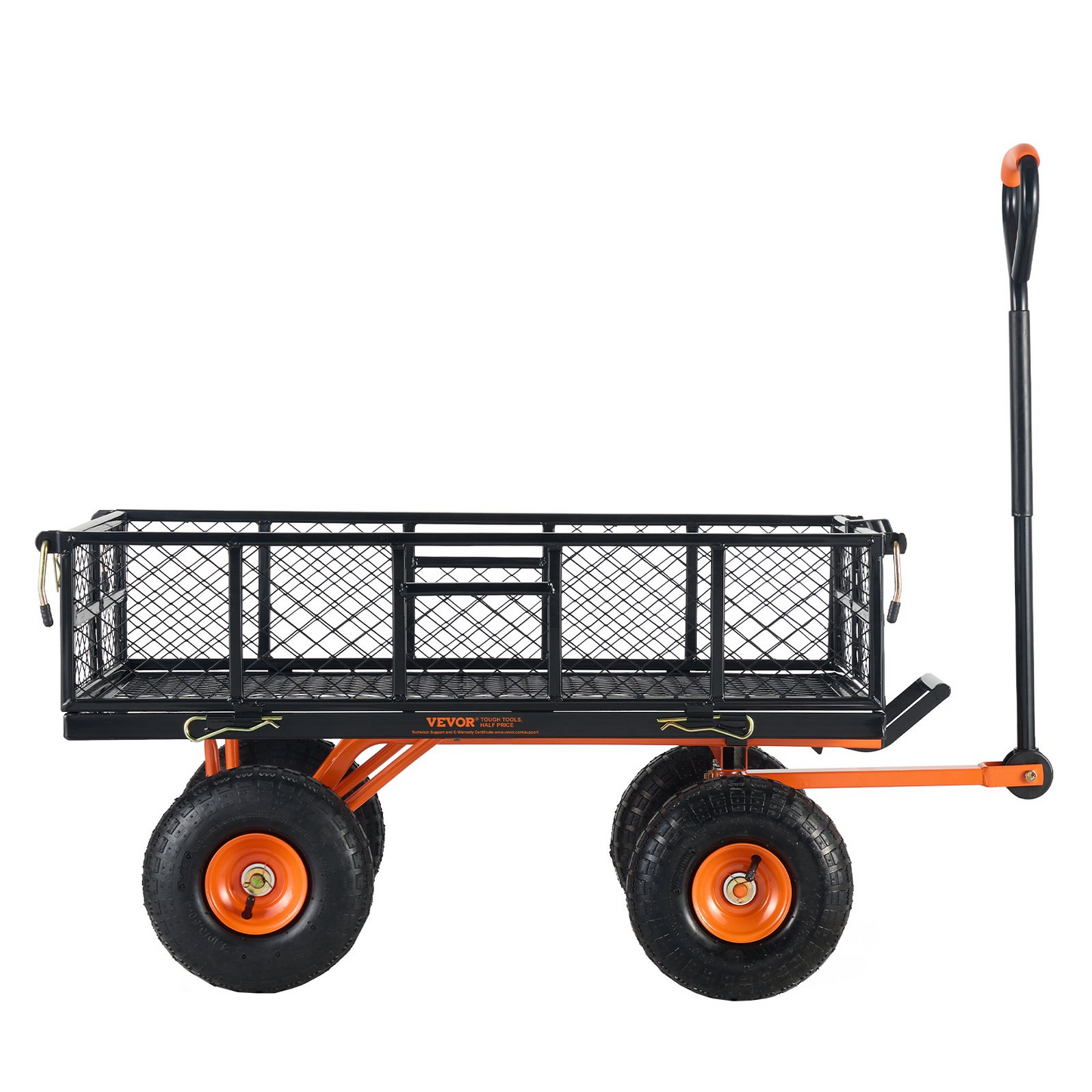 VEVOR Dump Cart, Metal Garden Dump Cart with Easy to Assemble Frame, Dump Wagon with 2-in-1 Convertible Handle, Utility Wheelbarrow 880 lbs Capacity, 10 inch Tires