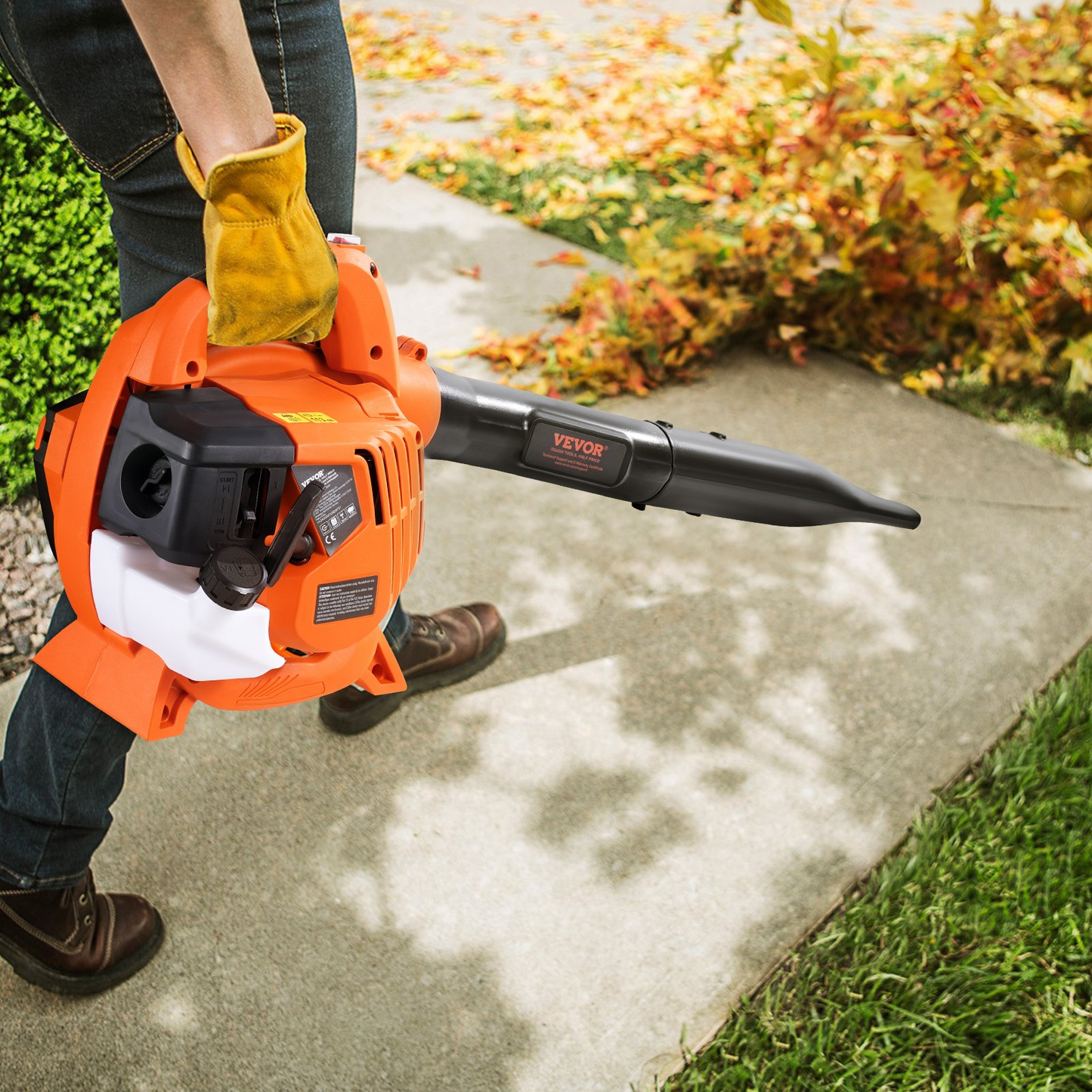 VEVOR Leaf Blower, 26CC 2-Cycle Handheld Leaf Blower with A Fuel Tank, 2-in-1 Blower 425CFM Air Volume 156MPH Speed, Ideal for Lawn Care, Leaf Cleaning, and Snow Removal