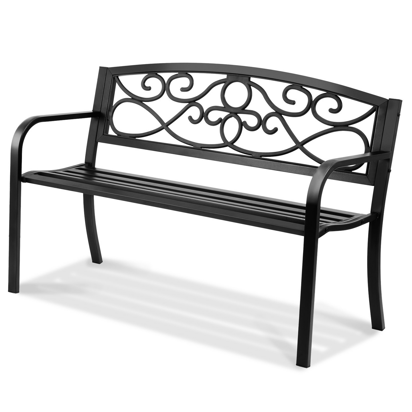 VEVOR Outdoor Bench, 50 inches Metal Garden Bench for Outdoors, 550 lbs Load Capacity Bench, Outdoor Garden Park Bench with Backrest and Armrests, Patio Bench for Garden, Park, Yard, Front Porch