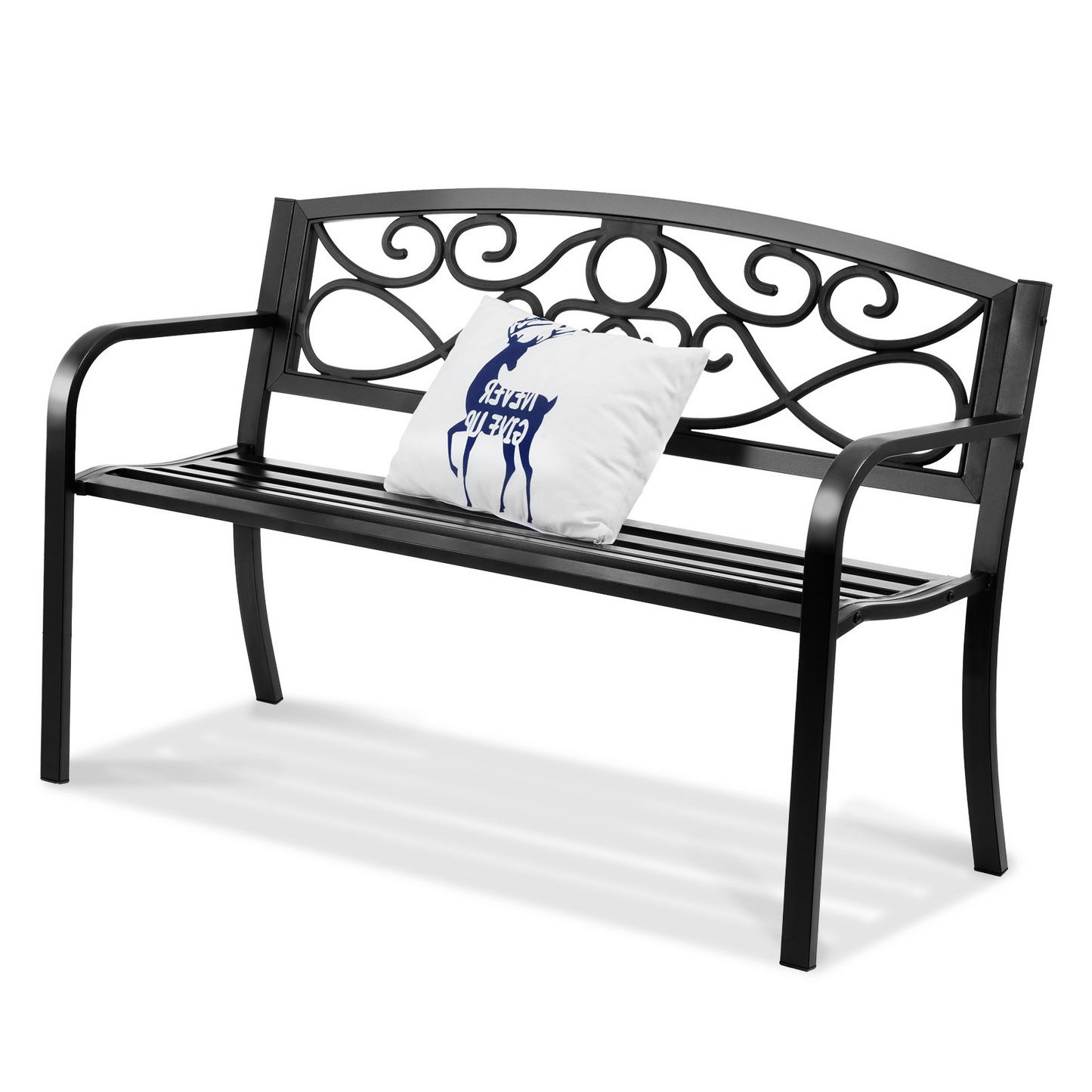 VEVOR Outdoor Bench, 50 inches Metal Garden Bench for Outdoors, 550 lbs Load Capacity Bench, Outdoor Garden Park Bench with Backrest and Armrests, Patio Bench for Garden, Park, Yard, Front Porch