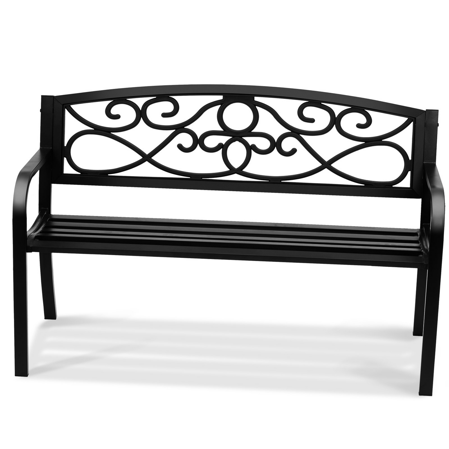 VEVOR Outdoor Bench, 50 inches Metal Garden Bench for Outdoors, 550 lbs Load Capacity Bench, Outdoor Garden Park Bench with Backrest and Armrests, Patio Bench for Garden, Park, Yard, Front Porch