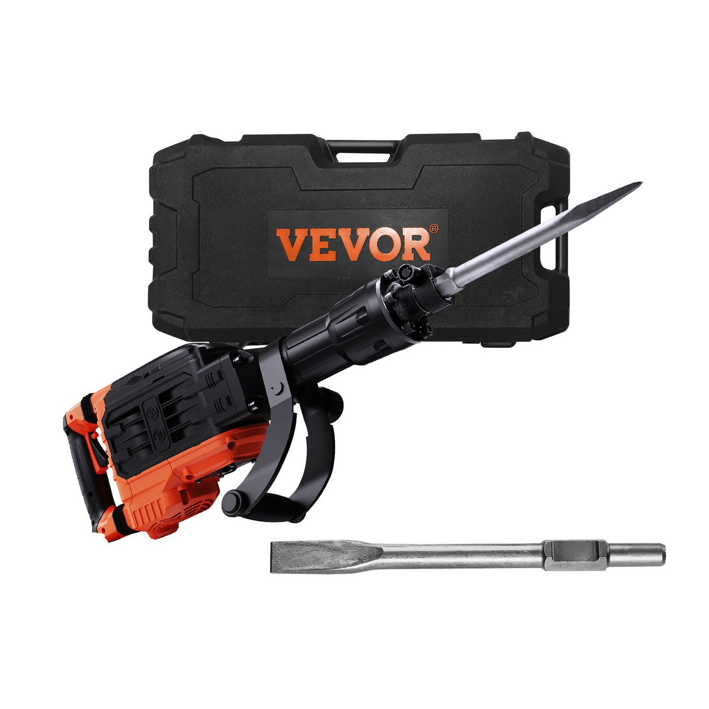 VEVOR Demolition Jack Hammer, 3500W Jack Hammer Concrete Breaker, 2pcs Chisel with Gloves & 360°C Swiveling Front Handle for Trenching, 1900 BPM Heavy Duty Electric Jack Hammer, Black