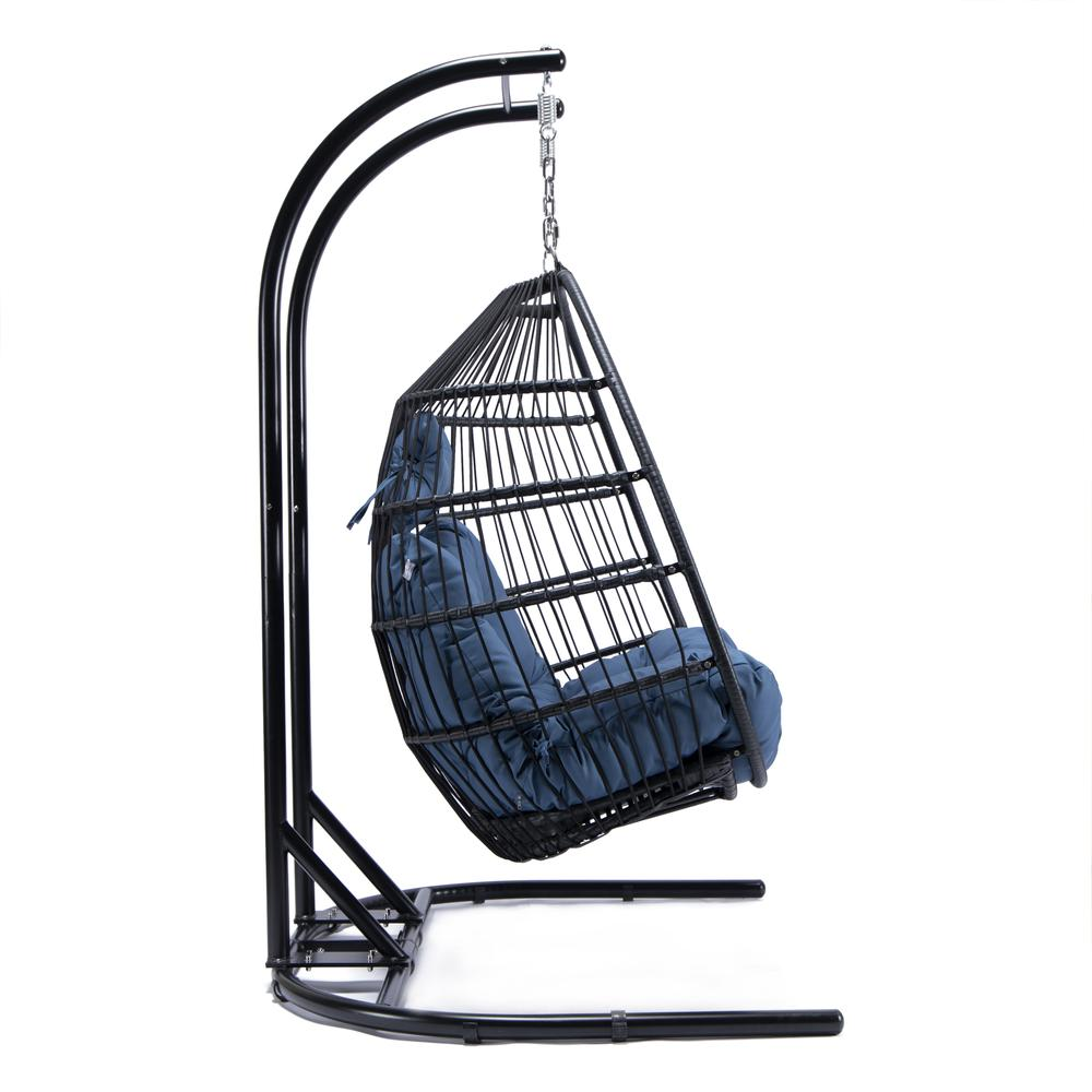 LeisureMod Wicker 2 Person Double Folding Hanging Egg Swing Chair ESCF52NBU