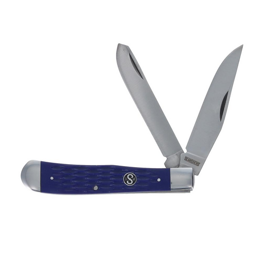 Scipio 2-Blade Trapper Pocket Knife FCC0002JBL - 3.25-Inch Long Clip and Spey Blades Impact-Resistant Folding Knife in Textured Blue