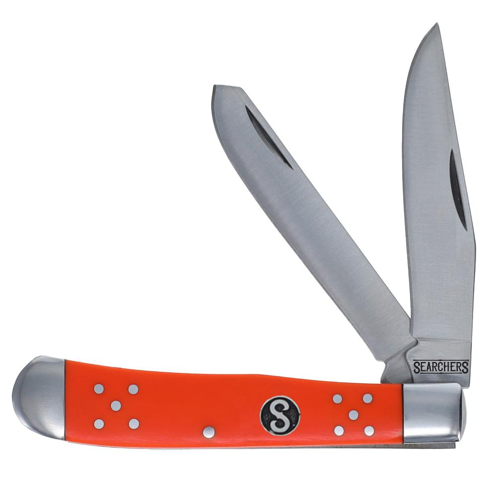 Scipio 2-Blade Brahma Bull Trapper Pocket Knife FCC0002OD - Duo Blade Traditional Trapper Folding Knife - Orange