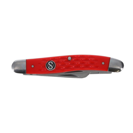 Scipio 3-Blade Stockman Pocket Knife FCC0001JRD - 3.5-Inch Folding Knife Multi-Blade Small Portable Knife - Red