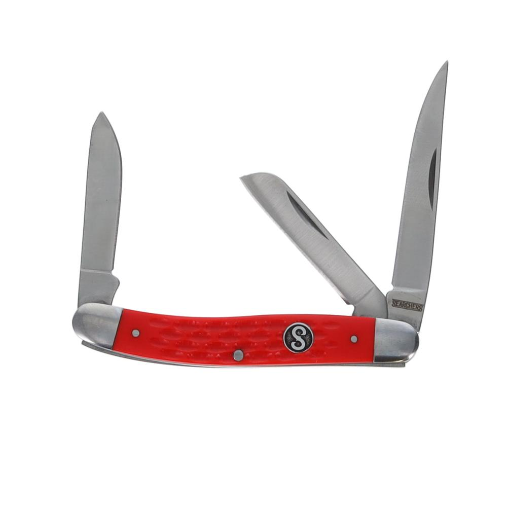 Scipio 3-Blade Stockman Pocket Knife FCC0001JRD - 3.5-Inch Folding Knife Multi-Blade Small Portable Knife - Red