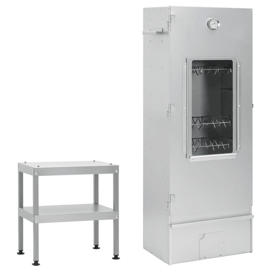 vidaXL BBQ Oven Smoker with Table Galvanized Steel