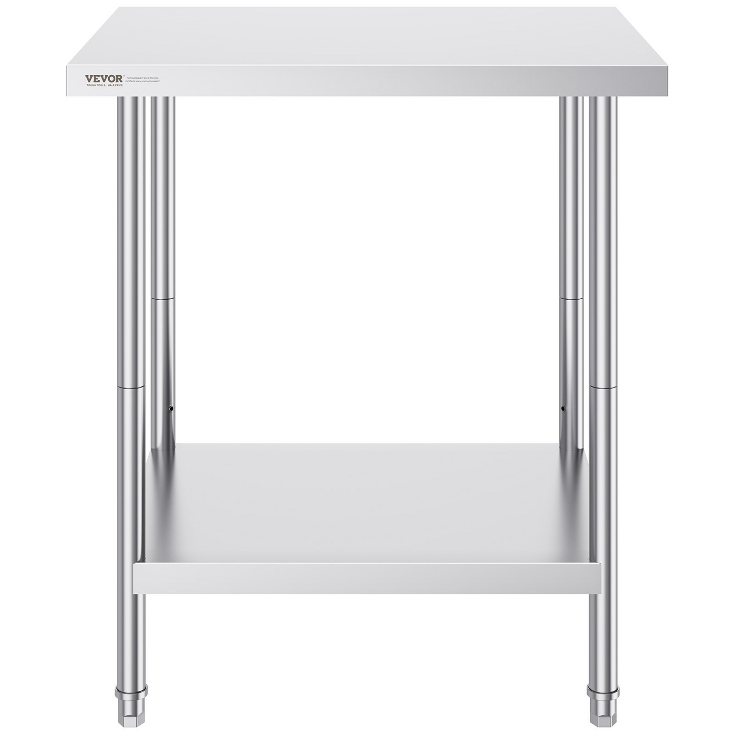 VEVOR Stainless Steel Prep Table, 24 x 30 x 34 Inch, Heavy Duty Metal Worktable with 3 Adjustable Height Levels, Commercial Workstation for Kitchen Garage Restaurant Backyard