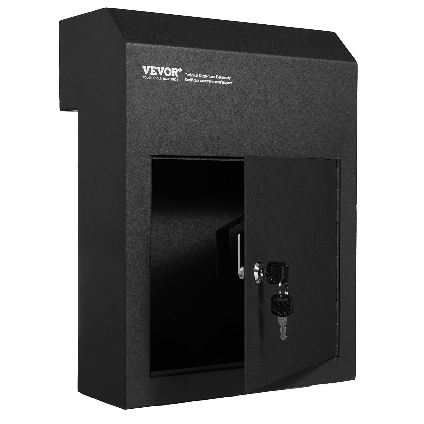 VEVOR Through The Door Key Drop Box, Heavy Duty Steel Through the Door Mailbox with 1.8" 12" Key Lock, 12x6x16" Mail Drop Box, Black