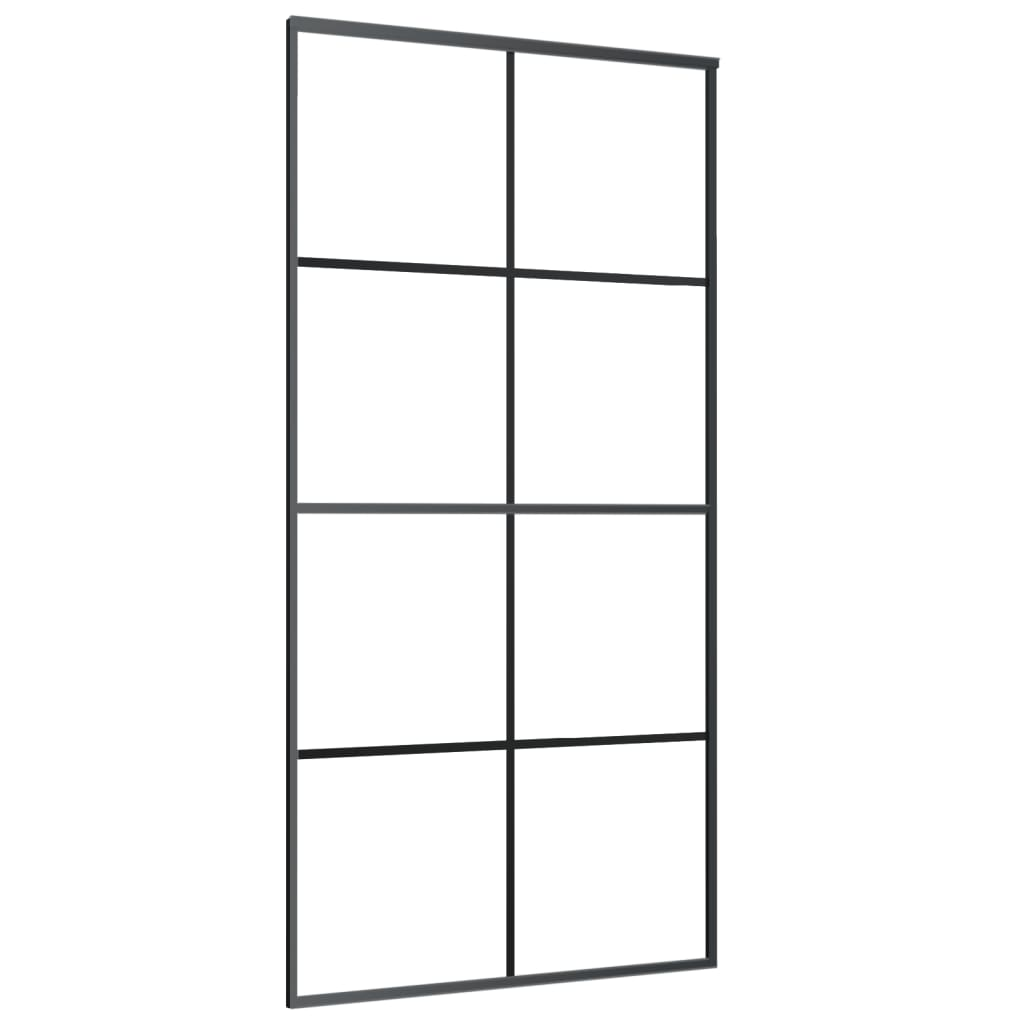 vidaXL Sliding Door Frosted ESG Glass and Aluminum 40.4"x80.7" Black