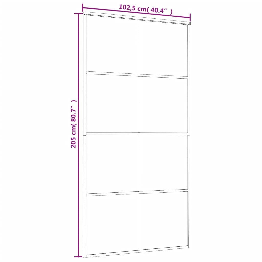 vidaXL Sliding Door Frosted ESG Glass and Aluminum 40.4"x80.7" Black