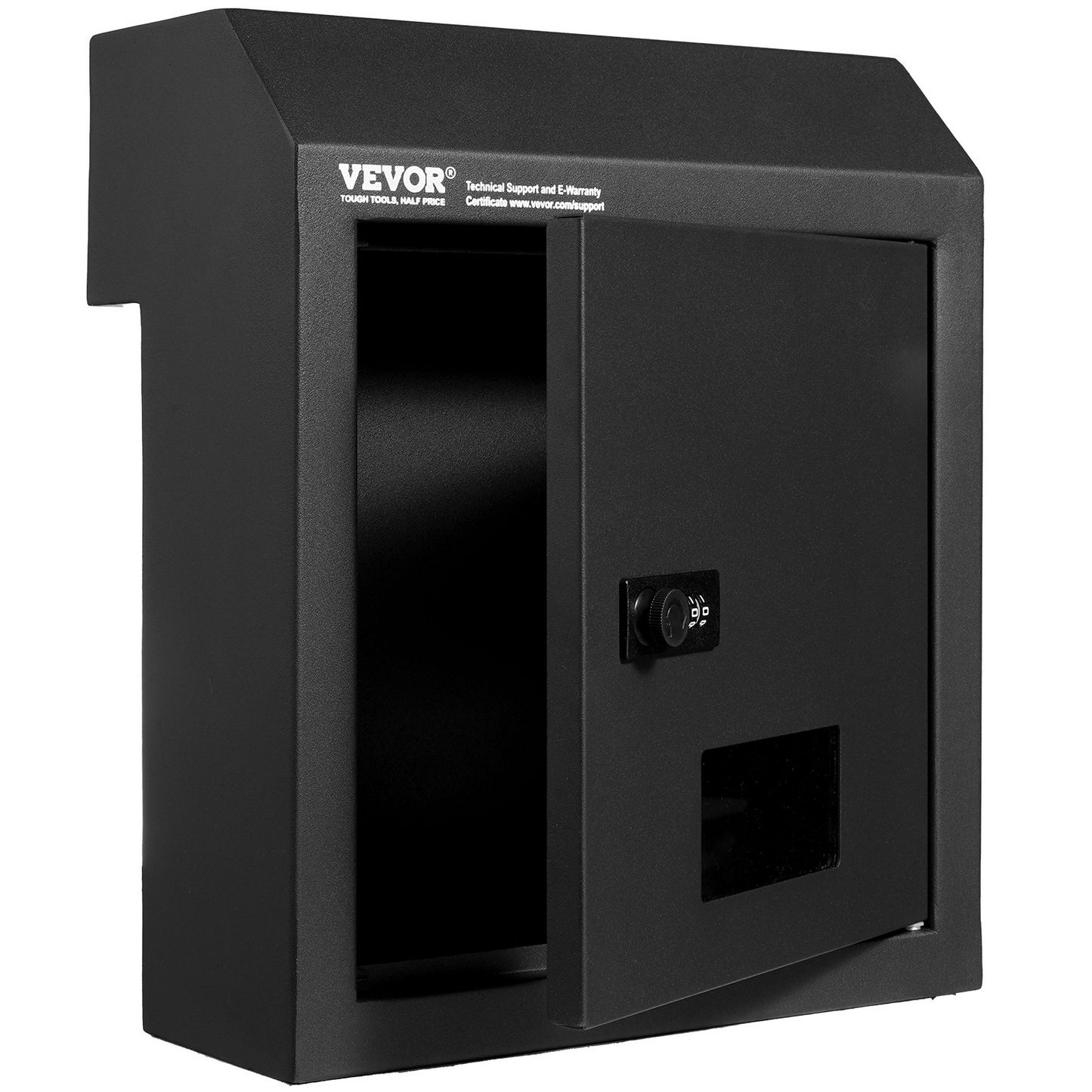 VEVOR Through The Door Key Drop Box, Heavy Duty Steel Through the Door Mailbox with 12" Combination Lock, Mail Drop Box, Black