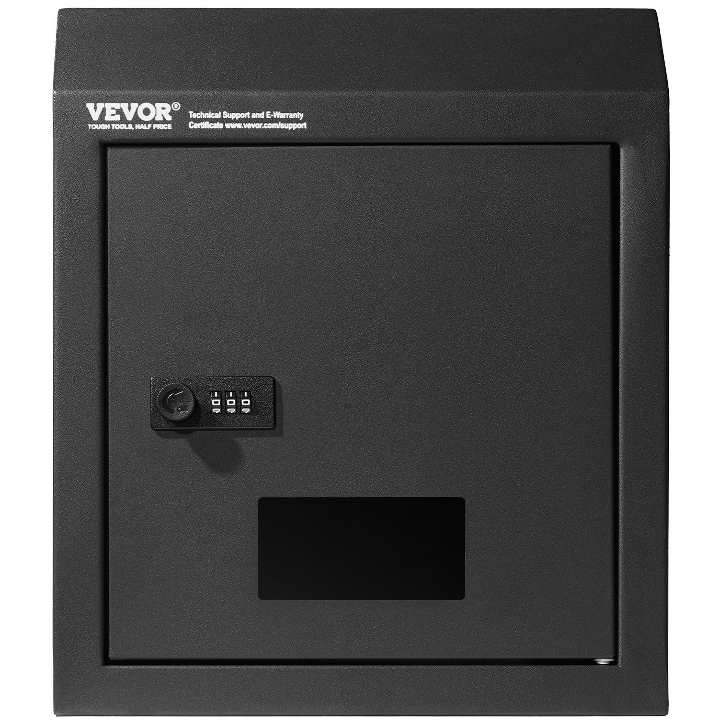 VEVOR Through The Door Key Drop Box, Heavy Duty Steel Through the Door Mailbox with 12" Combination Lock, Mail Drop Box, Black