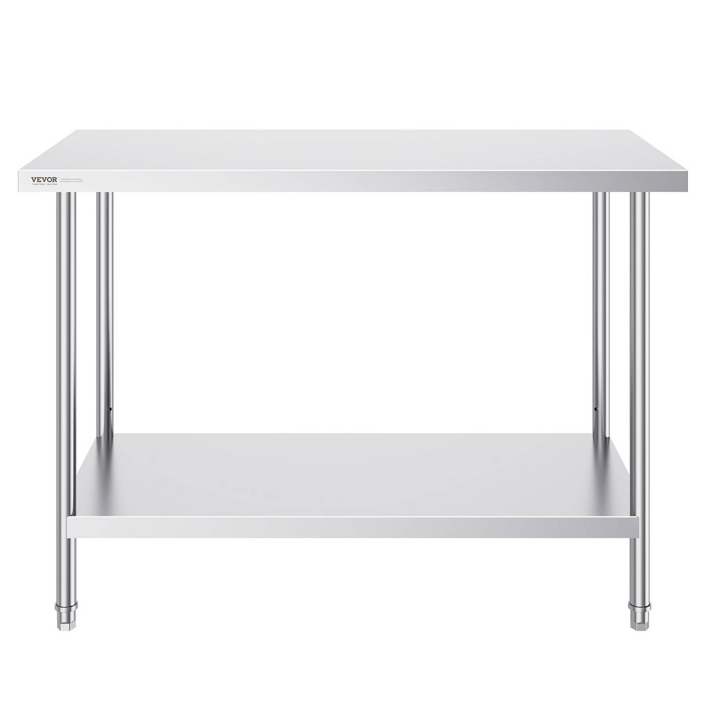 VEVOR Stainless Steel Prep Table, 24 x 48 x 34 Inch, Heavy Duty Metal Worktable with 3 Adjustable Height Levels, Commercial Workstation for Kitchen Garage Restaurant Backyard