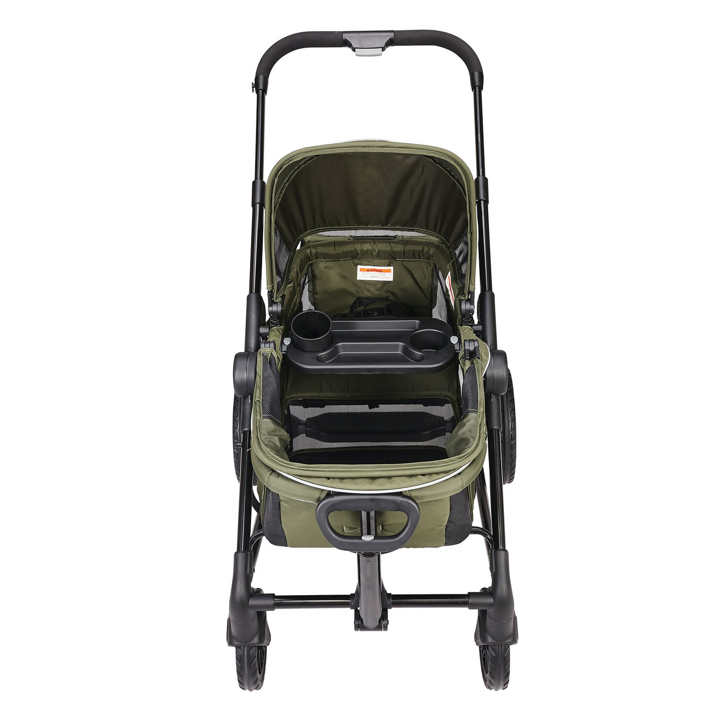 VEVOR All-Terrain Stroller Wagon, 2 Seats Foldable Expedition 2-in-1 Collapsible Wagon Stroller, Includes Canopy, Parent Organizer, Snack Tray & Cup Holders, 55lbs for Single Seat, Olive Green