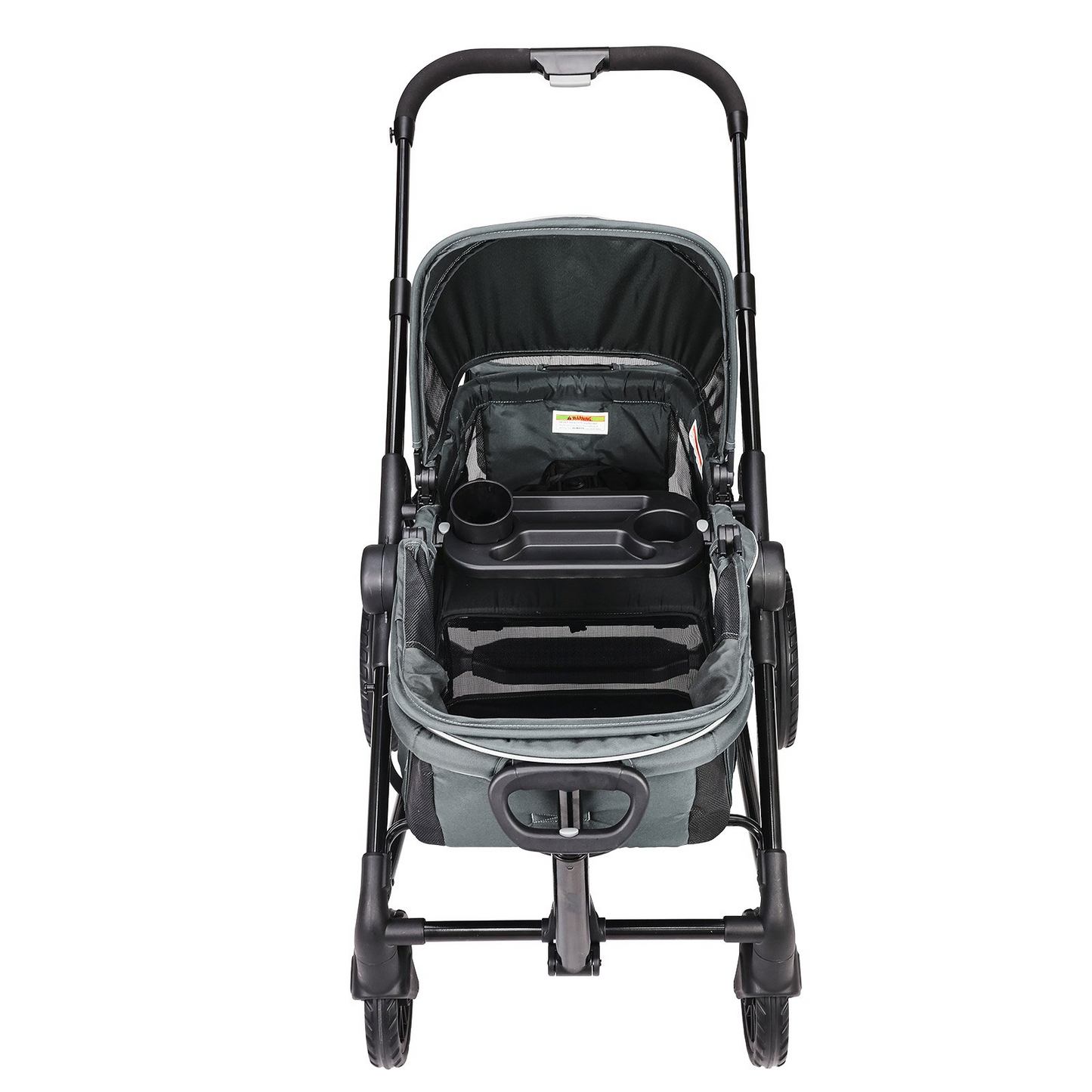 VEVOR All-Terrain Stroller Wagon, 2 Seats Foldable Expedition 2-in-1 Collapsible Wagon Stroller, Includes Canopy, Parent Organizer, Snack Tray & Cup Holders, 55lbs for Single Seat, Dark Grey/Black