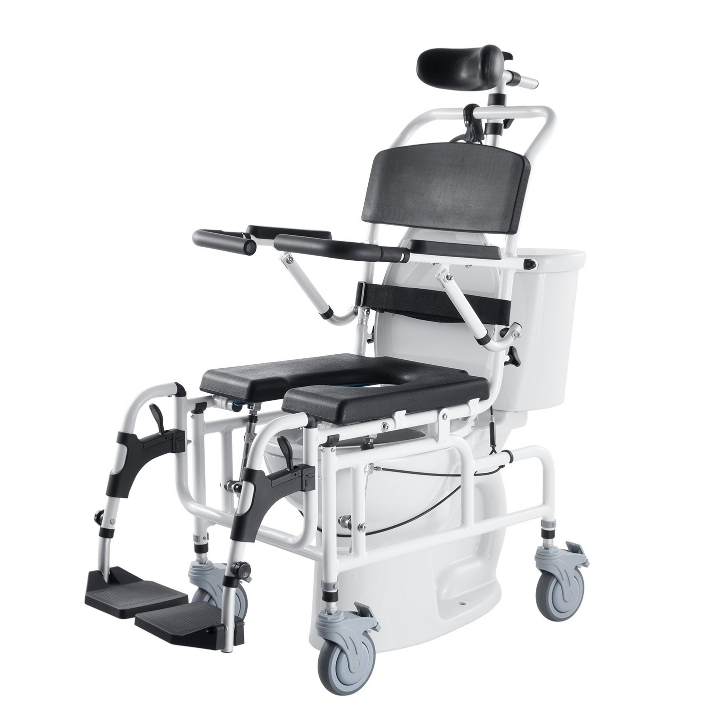 VEVOR Shower Wheelchair 17.5in Al Alloy Bathroom Wheelchair for Disabled Adult