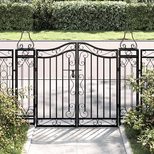 vidaXL Garden Gate Black 47.6"x3.1"x39.4" Wrought Iron