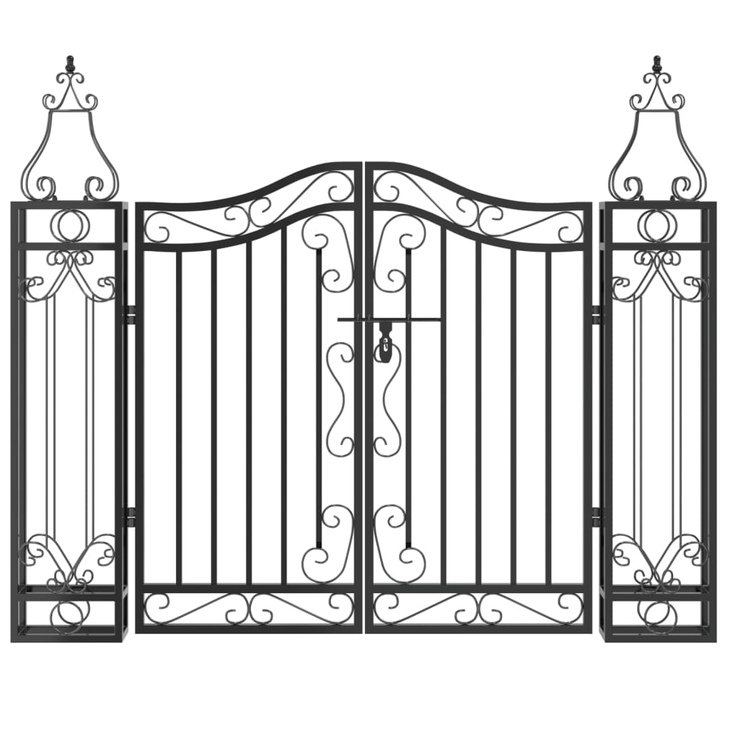 vidaXL Garden Gate Black 47.6"x3.1"x39.4" Wrought Iron