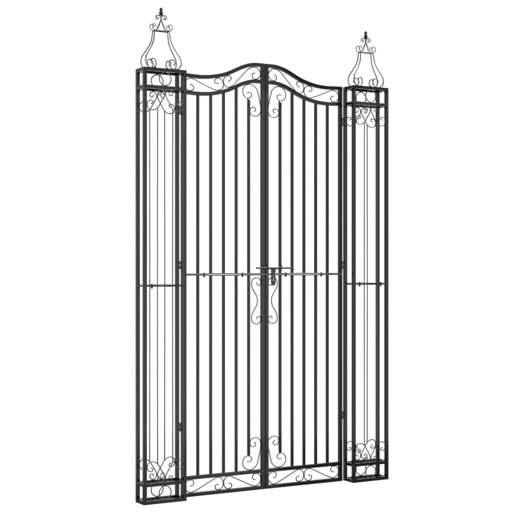 vidaXL Garden Gate Black 47.6"x3.1"x78.7" Wrought Iron