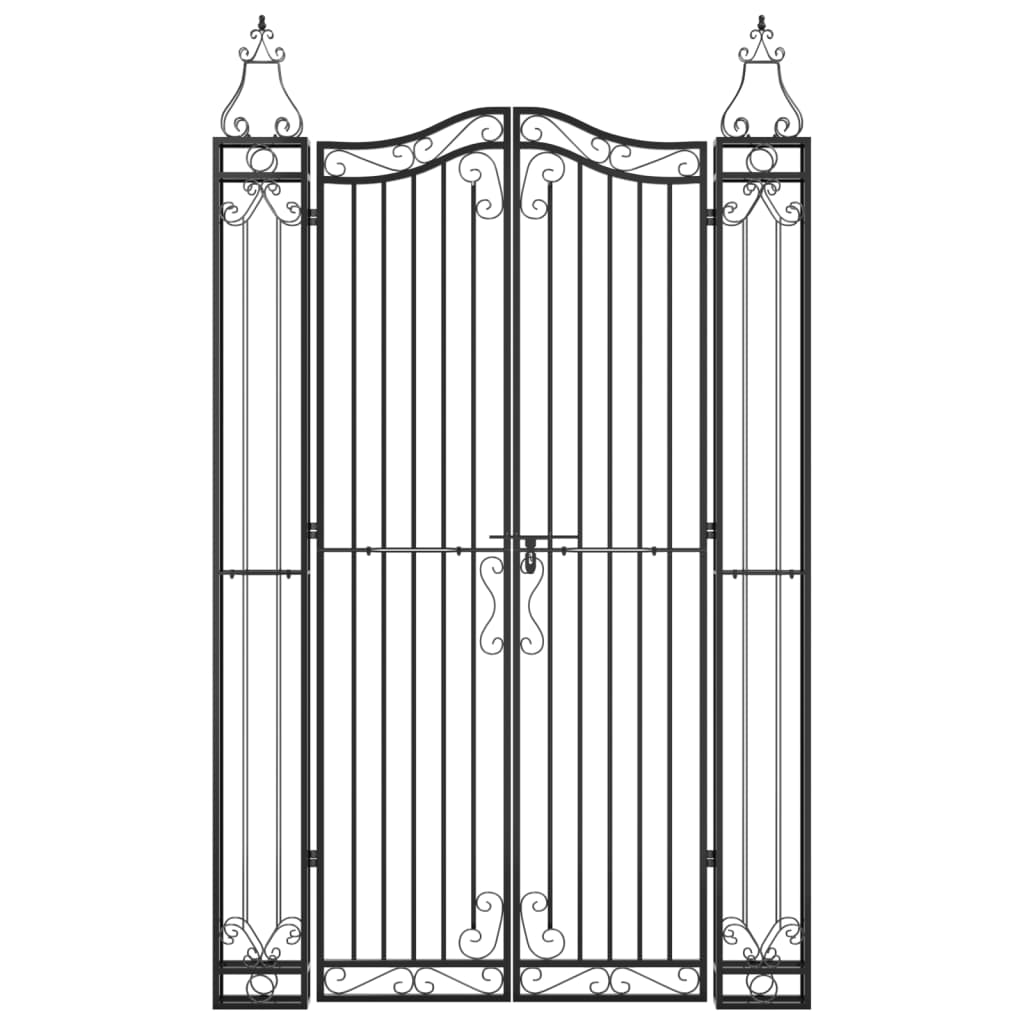 vidaXL Garden Gate Black 47.6"x3.1"x78.7" Wrought Iron