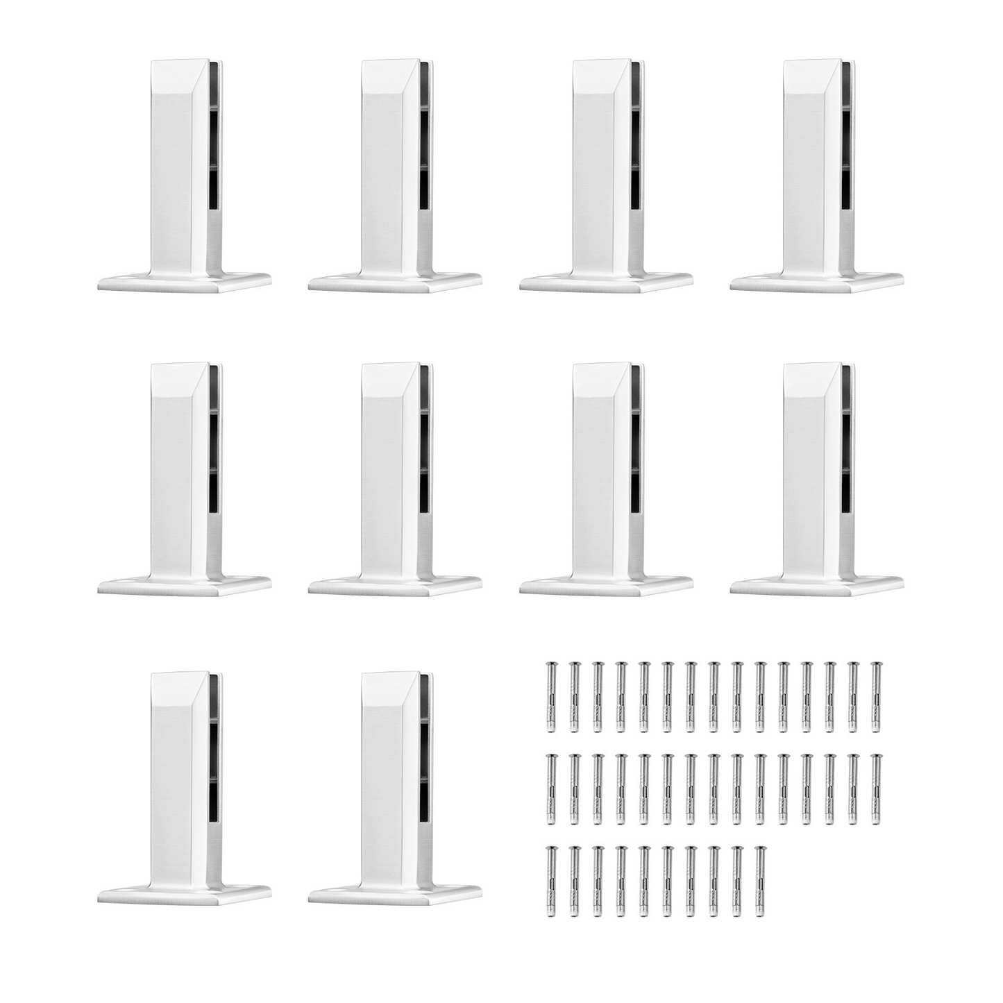 VEVOR Glass Clamp, 10 PCS Square Glass Railing Bracket for 0.31 "-0.47 " Tempered Glass, 304 Stainless Steel Glass Mounting Clamp, 0.12” Thick Glass Shelf Bracket for Balcony, Garden, Stair, Silver