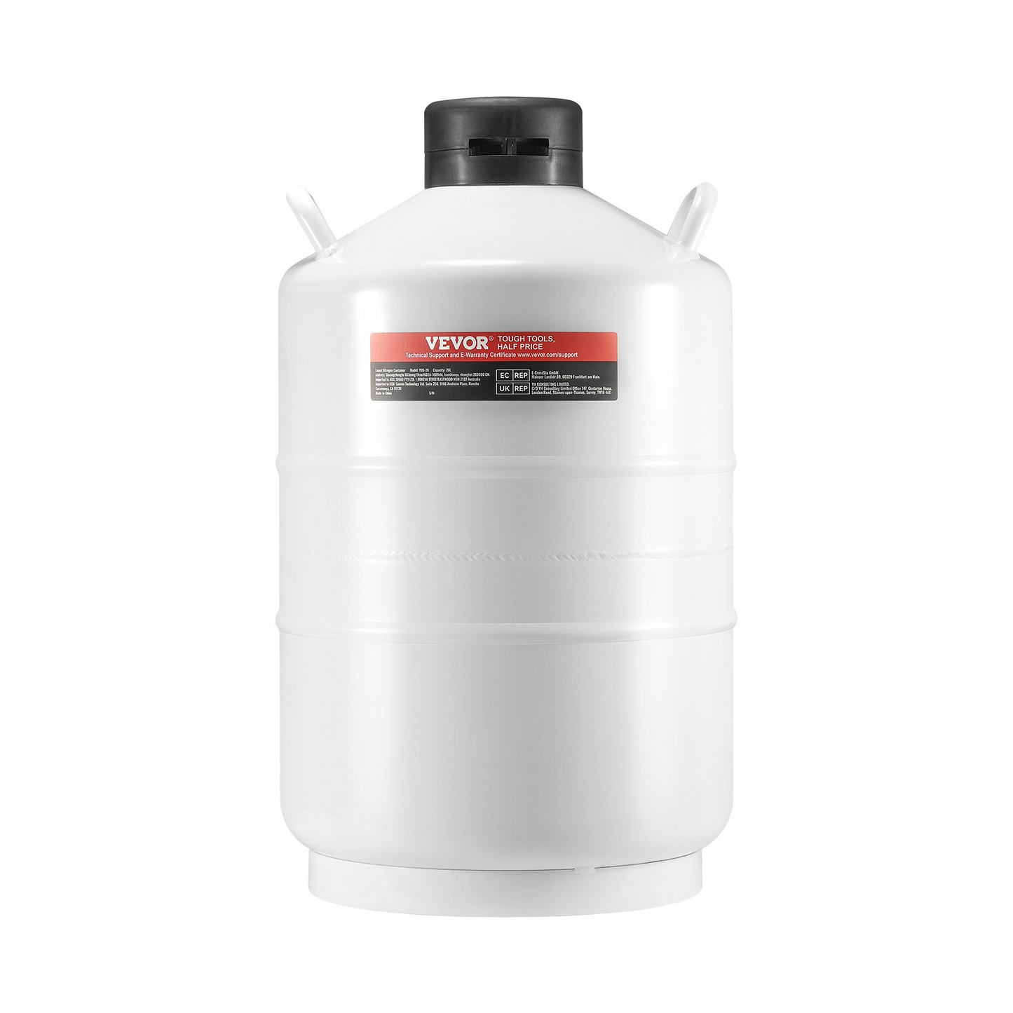 VEVOR Liquid Nitrogen Tank 20 L Aluminum Alloy LN2 Container Dewar 6 Canisters