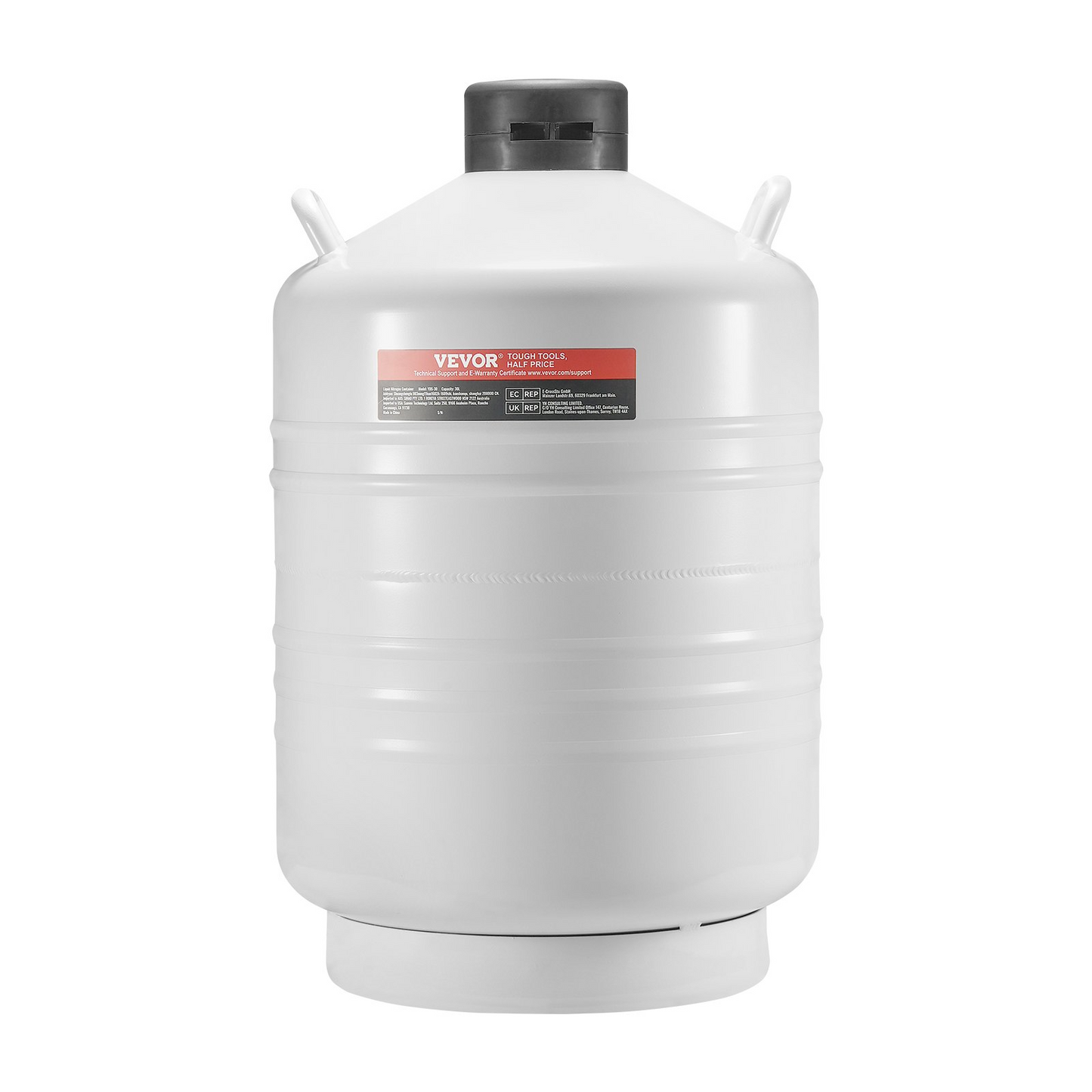 VEVOR Liquid Nitrogen Tank 30 L Aluminum Alloy LN2 Container Dewar 6 Canisters