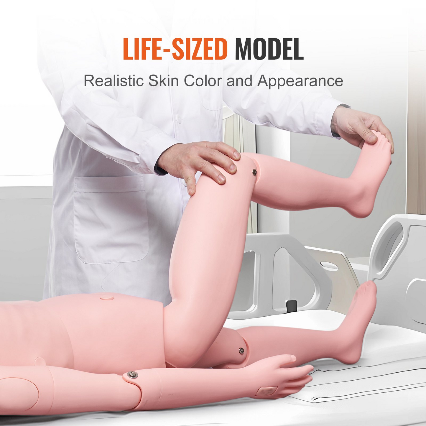 VEVOR Nursing Training Manikin, Male Life Size Demonstration Human Manikin for Nursing Training, Multifunctional Education Teaching Model Supplies, PVC Anatomical Mannequin Body Care Simulator Model