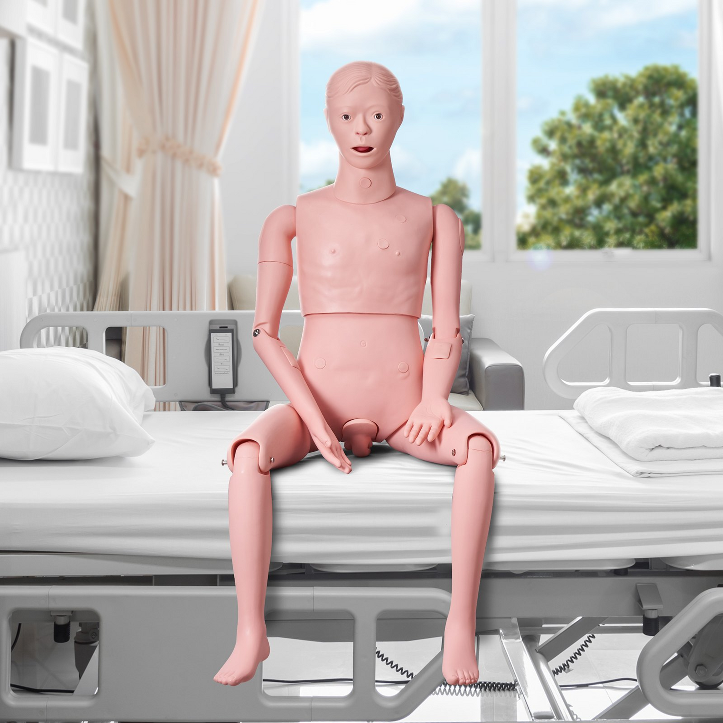 VEVOR Nursing Training Manikin, Male Life Size Demonstration Human Manikin for Nursing Training, Multifunctional Education Teaching Model Supplies, PVC Anatomical Mannequin Body Care Simulator Model