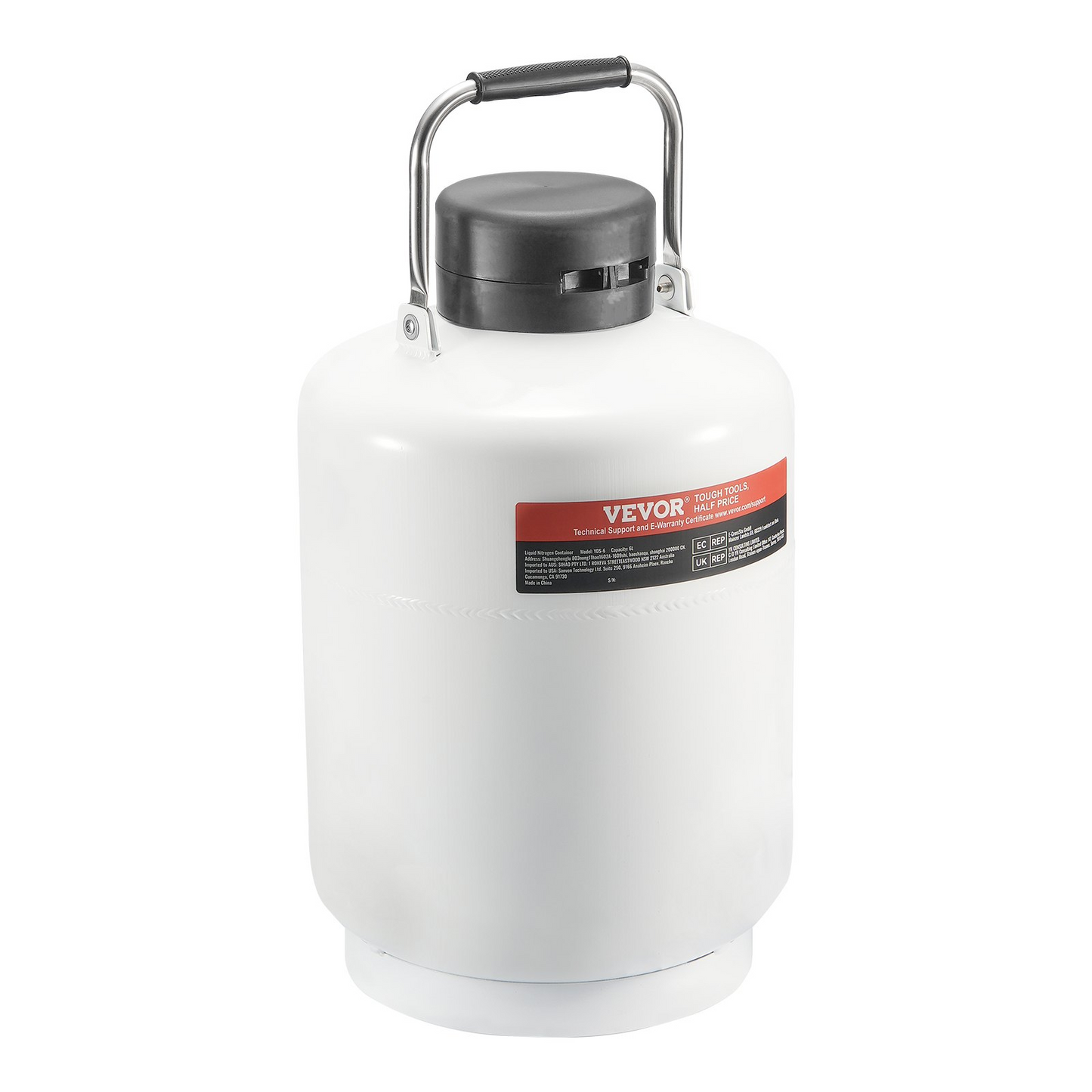 VEVOR Liquid Nitrogen Tank 6 L Aluminum Alloy LN2 Container Dewar 6 Canisters