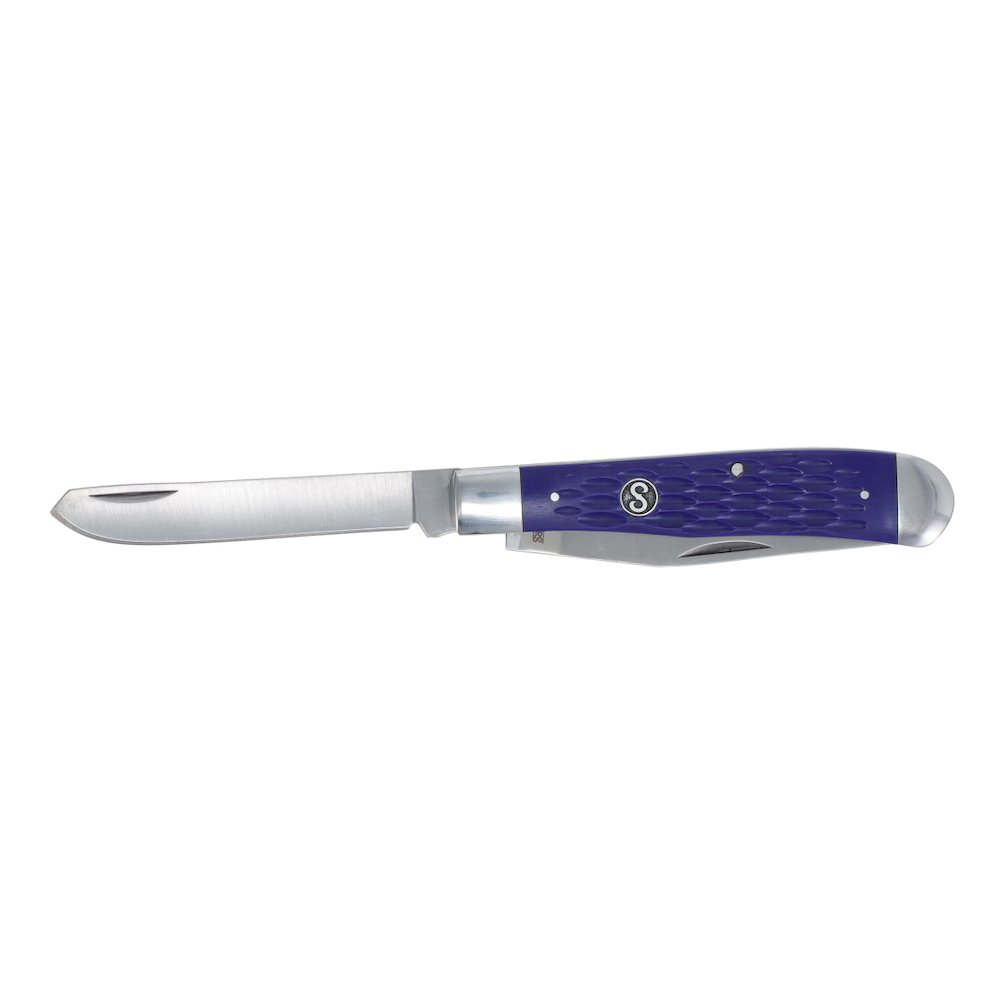 Scipio 2-Blade Trapper Pocket Knife FCC0002JBL - 3.25-Inch Long Clip and Spey Blades Impact-Resistant Folding Knife in Textured Blue