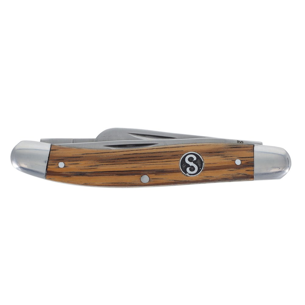 Scipio FCC0001ZW 3-Blade Sagebrush Stockman Pocket Knife Multi-Blade Folding Knife with Zebrawood Handle 3.5-Inches Closed