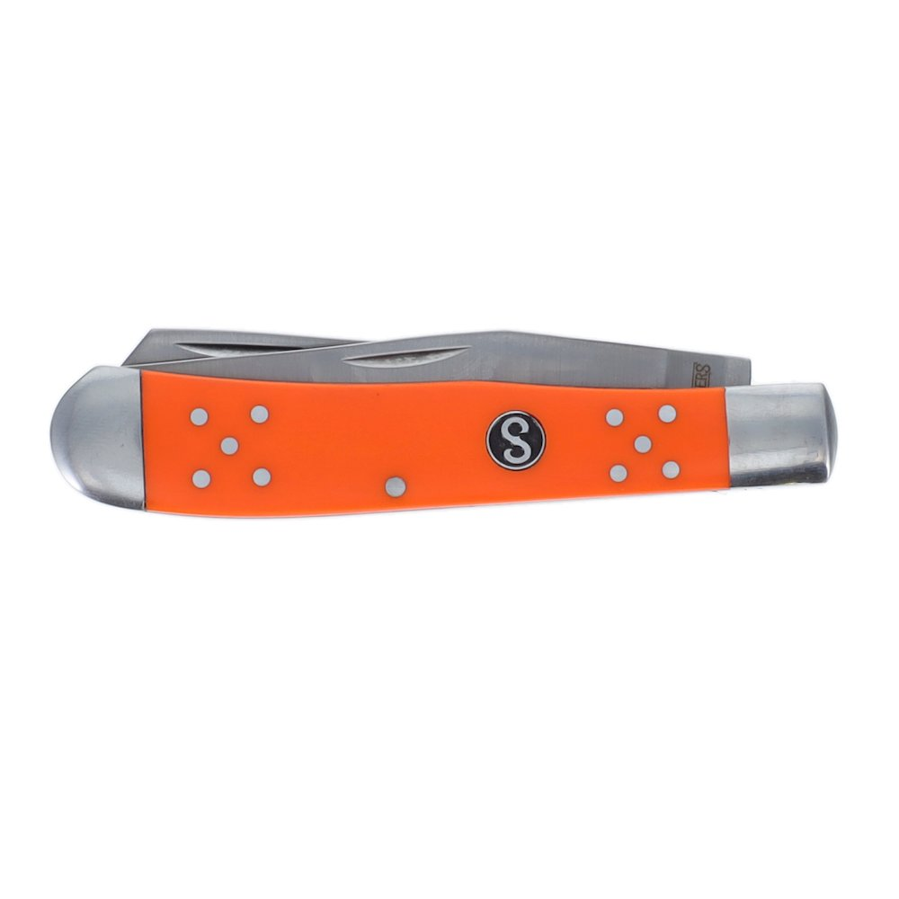 Scipio 2-Blade Brahma Bull Trapper Pocket Knife FCC0002OD - Duo Blade Traditional Trapper Folding Knife - Orange