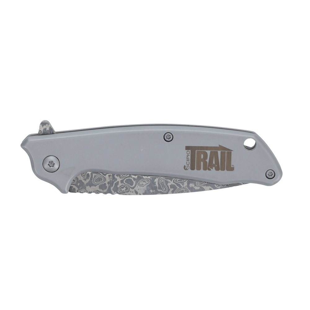 Scipio Maverick Ball-Bearing Pocket Knife FAB041M - Damascus Layered Steel Trail Knife with 3.25-Inch Blade - Silver