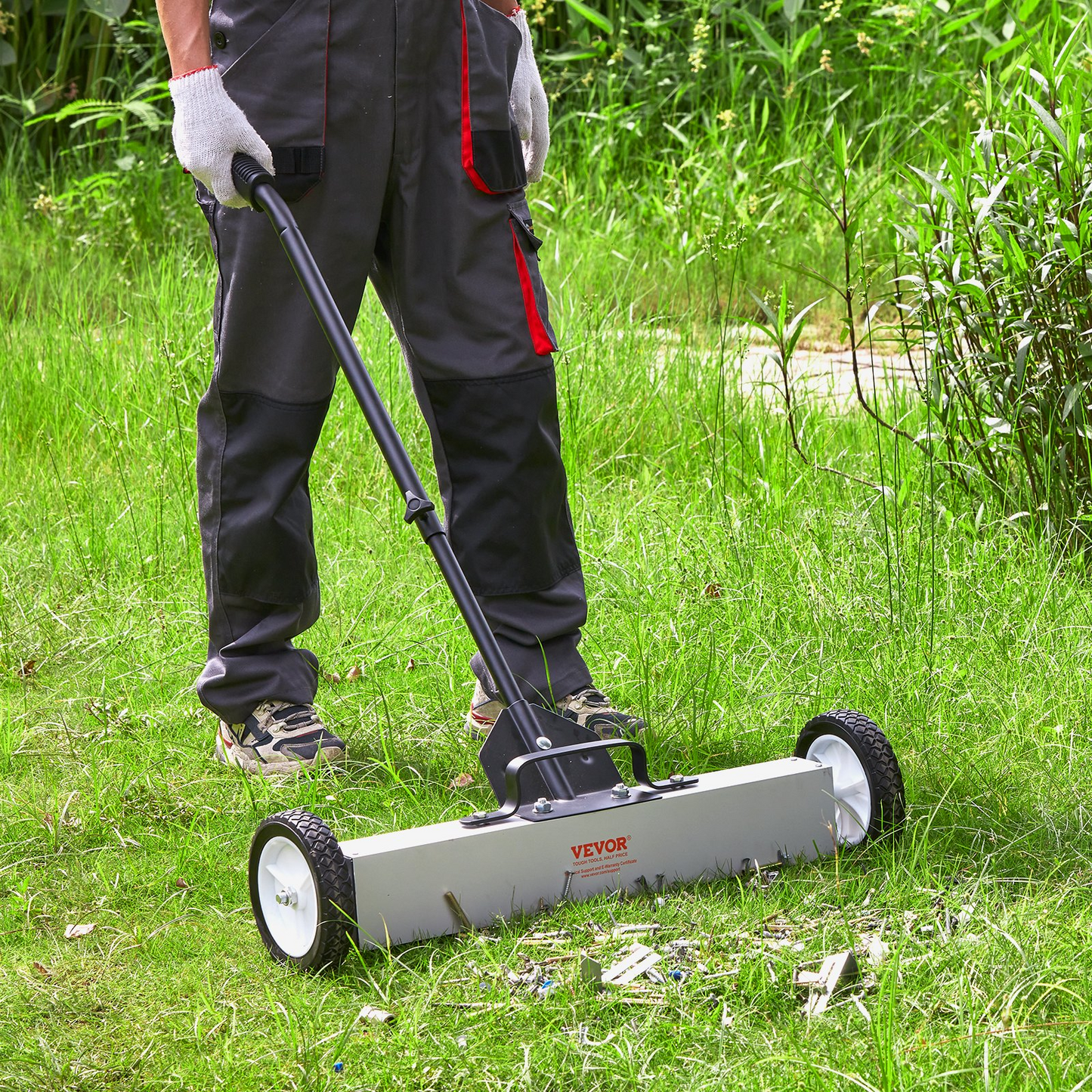 VEVOR 24-Inch Magnetic Sweeper with Wheels Telescoping Magnetic Pickup Tool