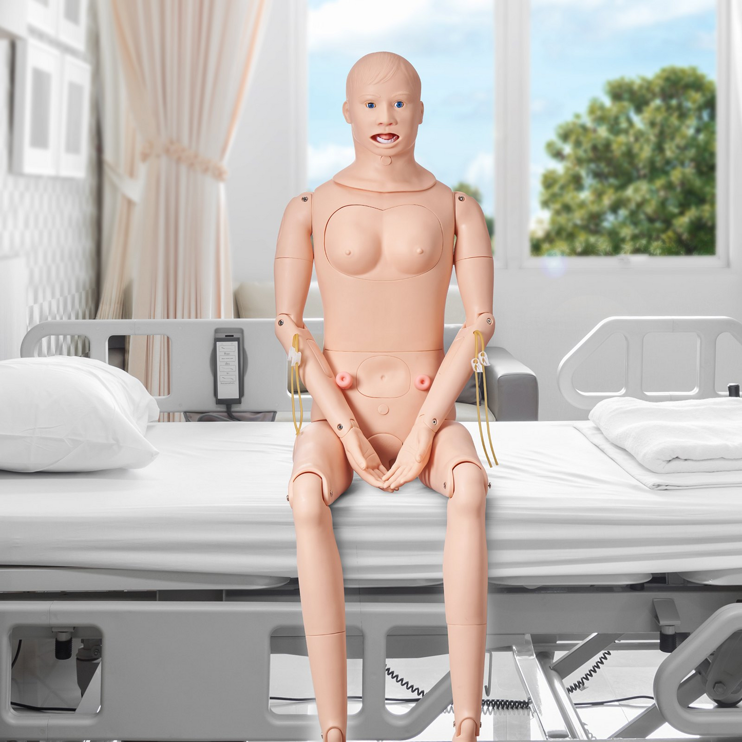 VEVOR Nursing Training Manikin, Male/Female Life Size Demonstration Human Manikin for Nursing Training, Multifunctional Education Teaching Model, PVC Anatomical Mannequin Body Care Simulator Model