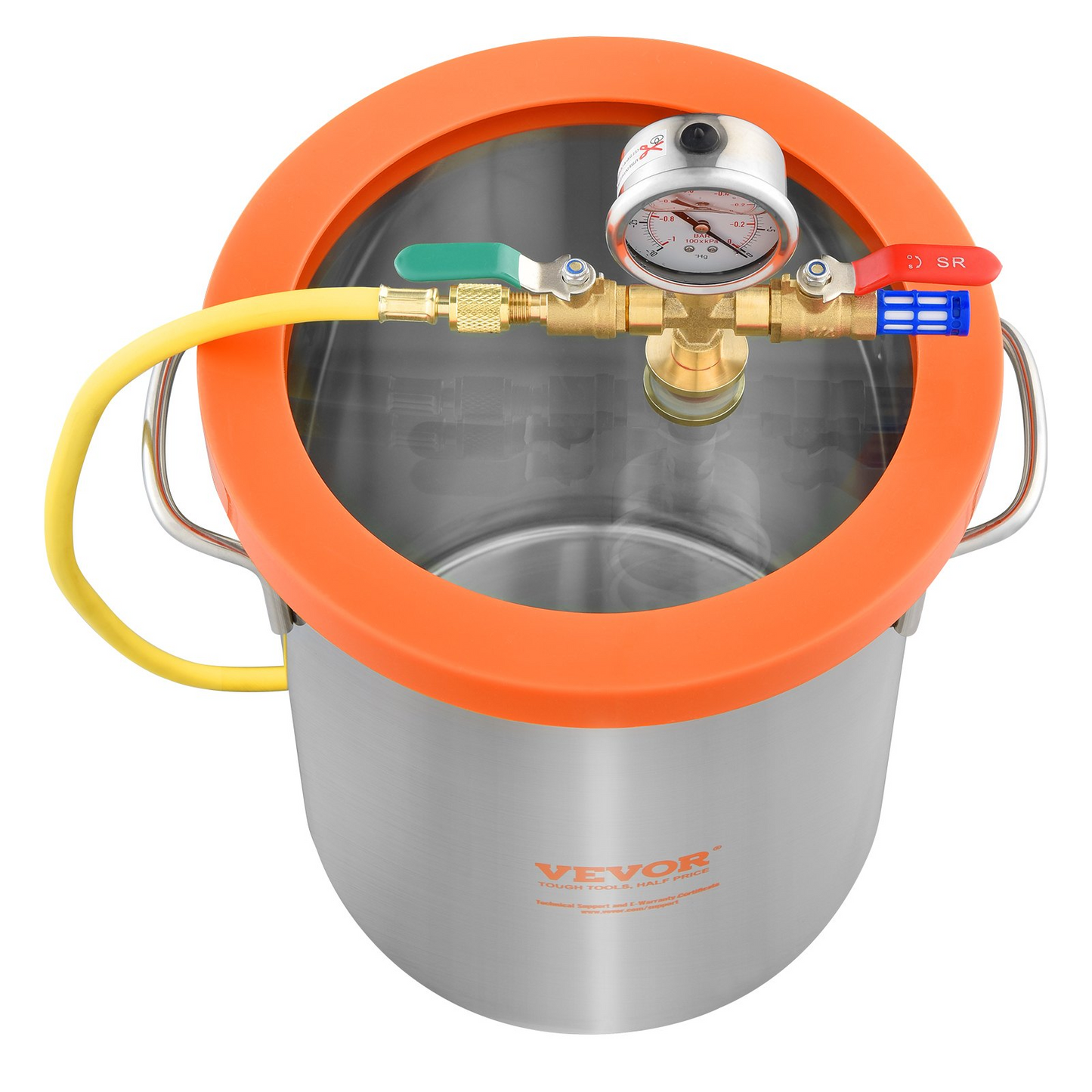 VEVOR 3 Gallon Vacuum Chamber, Upgraded Tempered Glass Lid Vacuum Degassing Chamber, 304 Stainless Steel Chamber, for Stabilizing Wood, Resin Degassing, Silicone Degassing and Plaster Degassing