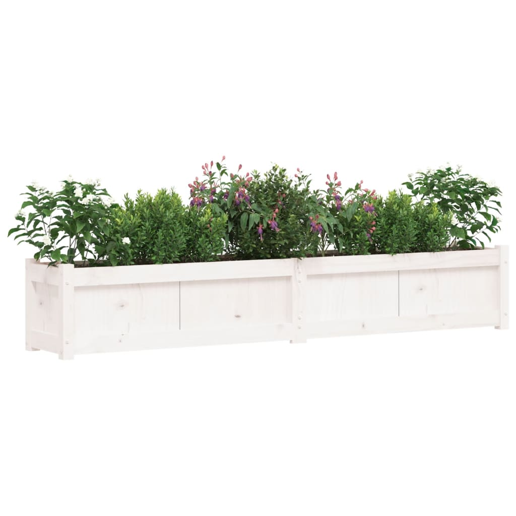 vidaXL Garden Planters 2 pcs White Solid Wood Pine